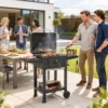 Houtskoolgrill BBQ Smoker Met Deksel Thermometer In Hoogte Verstelbare Kolenpan Grillrooster Zijtafel Aslade