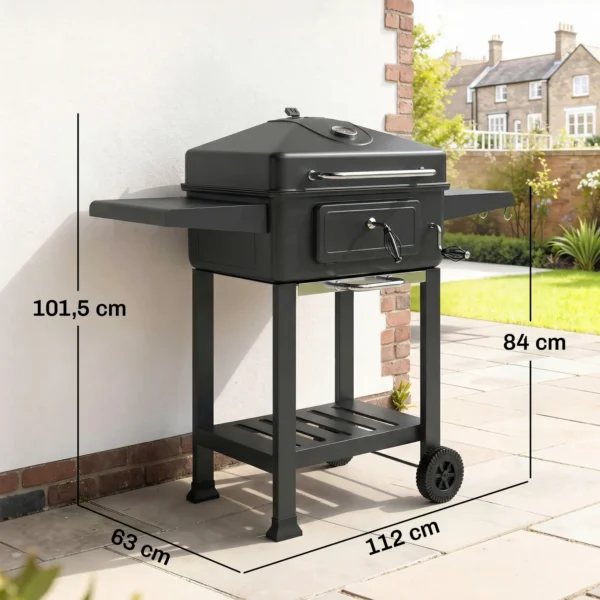 Houtskoolgrill BBQ Smoker Met Deksel Thermometer In Hoogte Verstelbare Kolenpan Grillrooster Zijtafel Aslade