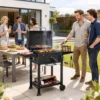 Houtskoolgrill BBQ Smoker Met Deksel Thermometer In Hoogte Verstelbare Kolenpan Schoorsteen Grillrooster Zijtafel Asbak