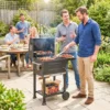 Houtskoolgrill Compacte Grillwagen Met Deksel Thermometer Grillrooster Zijtafel Asbak Ventilatieopeningen