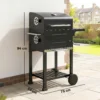 Houtskoolgrill Compacte Grillwagen Met Deksel Thermometer Grillrooster Zijtafel Asbak Ventilatieopeningen