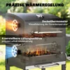 Houtskoolgrill Compacte Grillwagen Met Deksel Thermometer Grillrooster Zijtafel Asbak Ventilatieopeningen