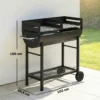Houtskoolgrill Grillwagen Met 2 Grillzones, In Hoogte Verstelbare Grillrooster, Houten Plank, Wielen, Zijhandvat, 103 X 46,5 X 100cm