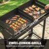 Houtskoolgrill Grillwagen Met 2 Grillzones, In Hoogte Verstelbare Grillrooster, Houten Plank, Wielen, Zijhandvat, 103 X 46,5 X 100cm