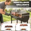 Houtskoolgrill Grillwagen Met 2 Grillzones, In Hoogte Verstelbare Grillrooster, Houten Plank, Wielen, Zijhandvat, 103 X 46,5 X 100cm