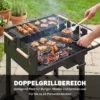 Houtskoolgrill Grillwagen Met 4 voudig Verstelbaar Grillrooster 2 Houten Planken 2 Wielen Asbak 99,5 X 58 X 82 Cm