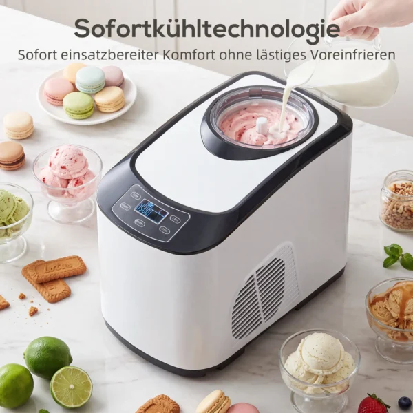IJsmachine Zonder Voorvriezen Met Ingebouwde Compressor, 1,5L, Wit
