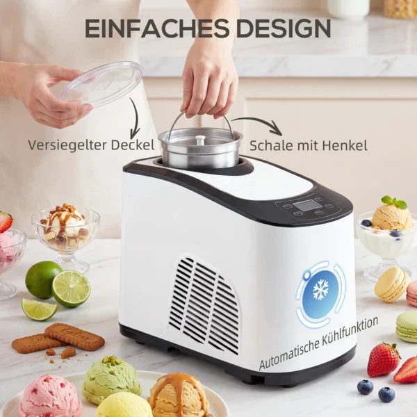 IJsmachine Zonder Voorvriezen Met Ingebouwde Compressor, 1,5L, Wit