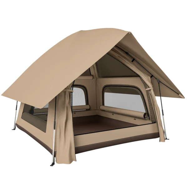 Instant Pop Up Tent Met Regenbescherming Waterdicht Koepeltent Voor 2 3 Personen Met Grondzeil 4 Ramen 235x235x184cm Khaki
