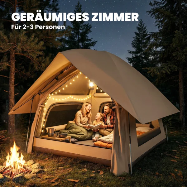 Instant Pop Up Tent Met Regenbescherming Waterdicht Koepeltent Voor 2 3 Personen Met Grondzeil 4 Ramen 235x235x184cm Khaki