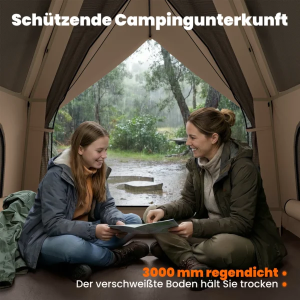 Instant Pop Up Tent Met Regenbescherming Waterdicht Koepeltent Voor 2 3 Personen Met Grondzeil 4 Ramen 235x235x184cm Khaki