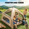 Instant Pop Up Tent Met Regenbescherming Waterdicht Koepeltent Voor 2 3 Personen Met Grondzeil 4 Ramen 235x235x184cm Khaki
