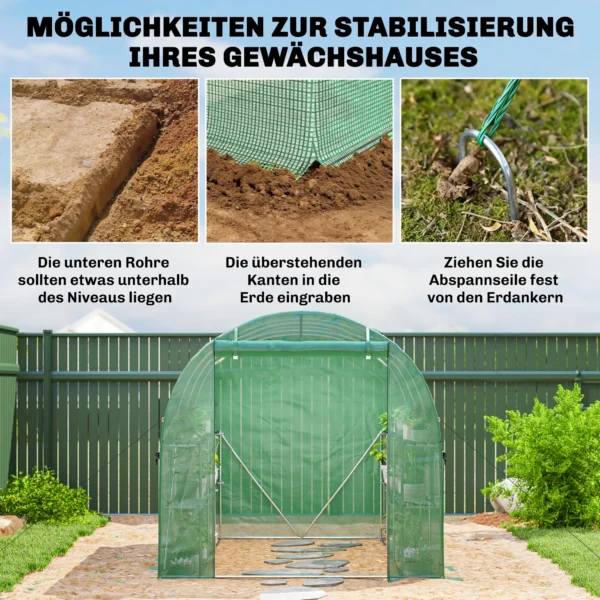 Kas Ca. 2,7 X 2 X 2 M Foliekas Met Planken Rolbaar Ritsdeur 6 Netramen Steunstangen