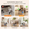 Kattenfontein 4L Draadloos Roestvrij Staal Drinkfontein Met Bewegingssensor 6 Filters Dubbel Filtersysteem LED Zilver