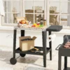 Keukenwagen Met Wielen, Serveerwagen Met Haken, Papierrolhouder, Vuilniszakstandaard, Roestvrij Staal, 115 X 67,5 X 80,5 Cm, Zwart