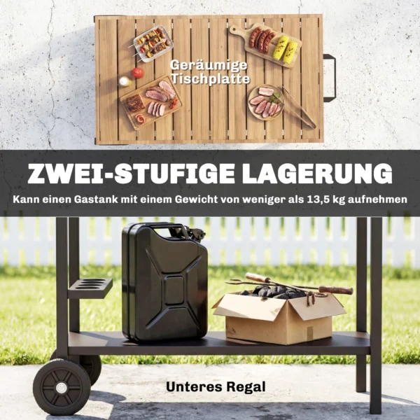 Keukenwagen Op Wielen, Serveerwagen, Rolwagen Met Haken, Drankhouder, Metaal, 97 X 51 X 83 Cm Zwart+Bruin
