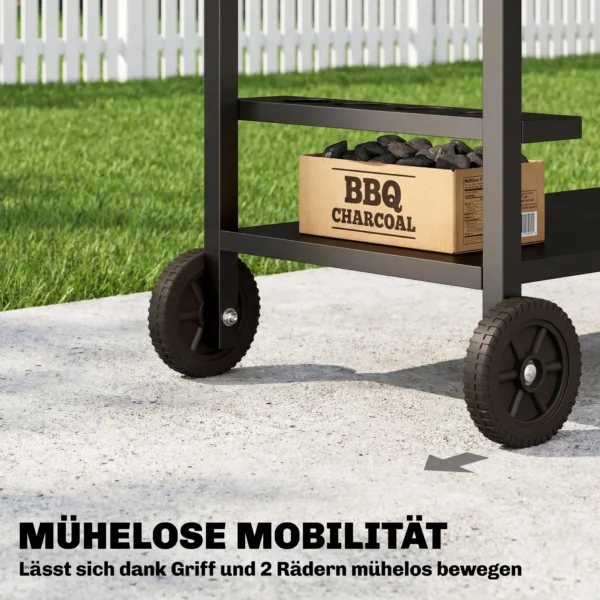 Keukenwagen Op Wielen, Serveerwagen, Rolwagen Met Haken, Drankhouder, Metaal, 97 X 51 X 83 Cm Zwart+Bruin