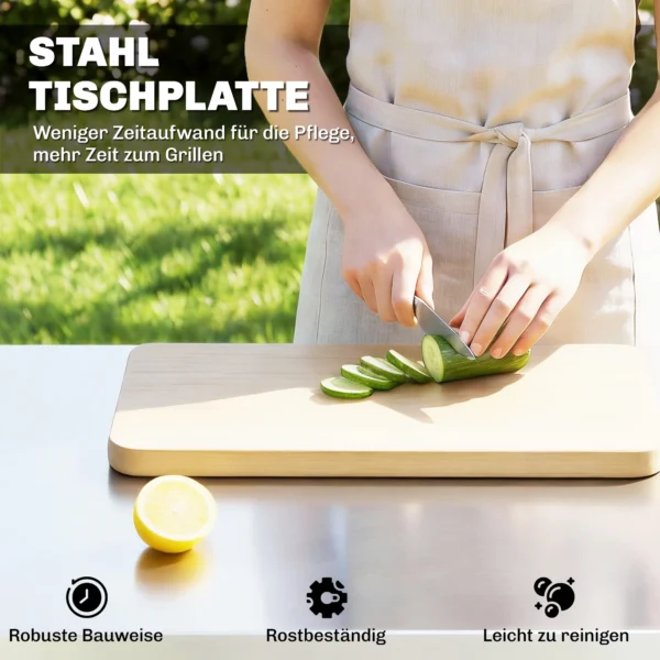 Keukenwagen Op Wielen, Serveerwagen, Rolwagen Met Kast, Handvatten, Roestvrijstalen Oppervlak 117 X 55 X 78 Cm Zwart