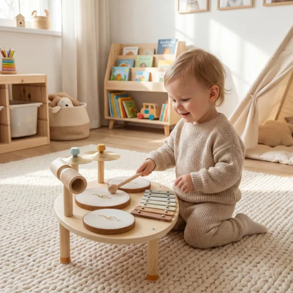 Kinder Drumstel 4 in 1 Montessori Muziekinstrumenten Set Met Trommels Xylofoon Slagwerk Voor Kinderen Vanaf 2 Jaar