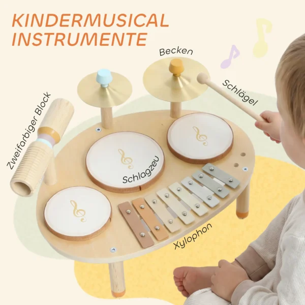 Kinder Drumstel 4 in 1 Montessori Muziekinstrumenten Set Met Trommels Xylofoon Slagwerk Voor Kinderen Vanaf 2 Jaar