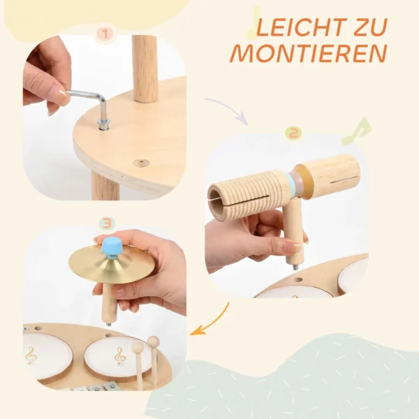 Kinder Drumstel 4 in 1 Montessori Muziekinstrumenten Set Met Trommels Xylofoon Slagwerk Voor Kinderen Vanaf 2 Jaar