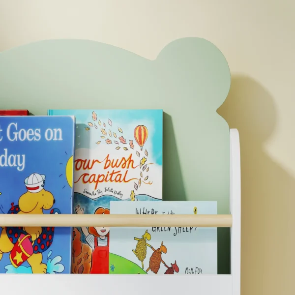 Kinderboekenkast, 3 laags Kinderrek Met Berenthema Voor Boeken Speelgoed Kinderkamer, 55 X 15 X 110 Cm, Groen