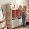 Kinderboekenkast Met 2 Stoffen Lades, Open Kast Voor 3 8 Jaar 62,5x30x91,5 Cm Roze