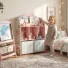 Kinderboekenkast Met 2 Stoffen Lades, Open Kast Voor 3 8 Jaar 62,5x30x91,5 Cm Roze