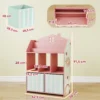 Kinderboekenkast Met 2 Stoffen Lades, Open Kast Voor 3 8 Jaar 62,5x30x91,5 Cm Roze