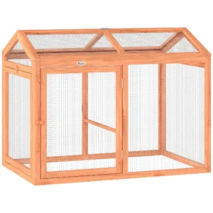 Kippenhok Met Vrije Uitloop, Zitstok, Dubbele Deuren, Gemaakt Van Hout En Metaal, Voor 2 Kippen, 104 X 70,5 X 84 Cm Oranje