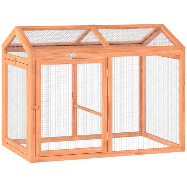 Kippenhok Met Vrije Uitloop, Zitstok, Dubbele Deuren, Gemaakt Van Hout En Metaal, Voor 2 Kippen, 104 X 70,5 X 84 Cm Oranje