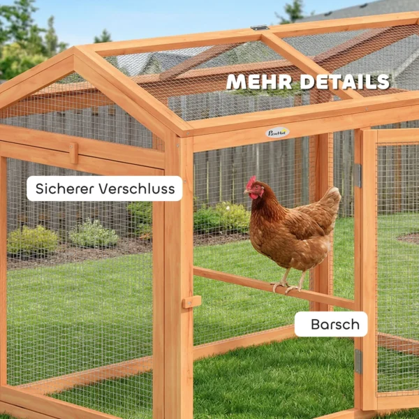 Kippenhok Met Vrije Uitloop, Zitstok, Dubbele Deuren, Gemaakt Van Hout En Metaal, Voor 2 Kippen, 104 X 70,5 X 84 Cm Oranje