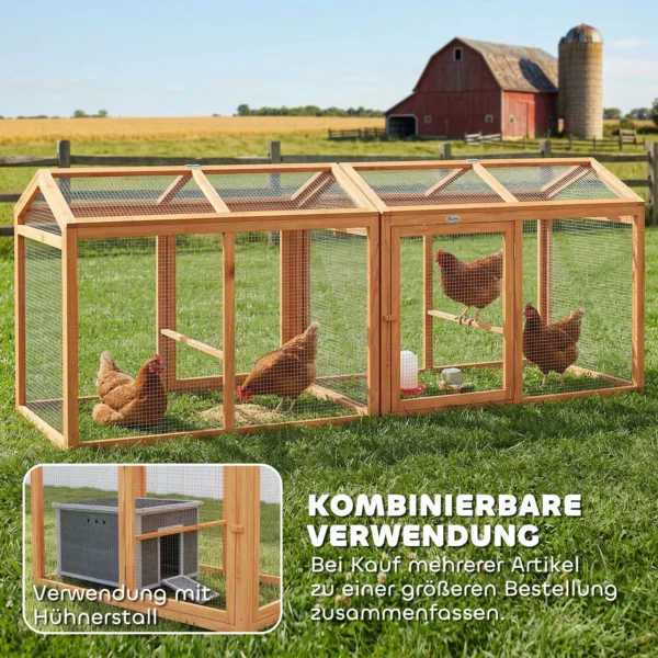 Kippenhok Met Vrije Uitloop, Zitstok, Dubbele Deuren, Gemaakt Van Hout En Metaal, Voor 2 Kippen, 104 X 70,5 X 84 Cm Oranje