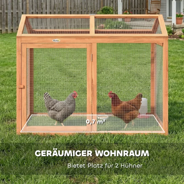 Kippenhok Met Vrije Uitloop, Zitstok, Dubbele Deuren, Gemaakt Van Hout En Metaal, Voor 2 Kippen, 104 X 70,5 X 84 Cm Oranje