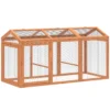 Kippenhok Met Vrije Uitloop, Zitstok, Dubbele Deuren, Gemaakt Van Hout En Metaal, Voor 4 Kippen, 156 X 70,5 X 84 Cm Oranje