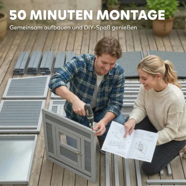 Kippenhok Voor 3 4 Kippen Met Ren, Nestkast, Asfaltdak, Oxford hoes, Uittreklade 264x82x89cm Grijs