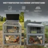 Kippenhok Voor 3 4 Kippen Met Ren, Nestkast, Asfaltdak, Oxford hoes, Uittreklade 264x82x89cm Grijs
