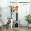Krabpaal 103 Cm Met Kattenhol, Platforms, Sisal Krabpalen, Pluche Bal Voor Katten Tot 5 Kg, Grijs