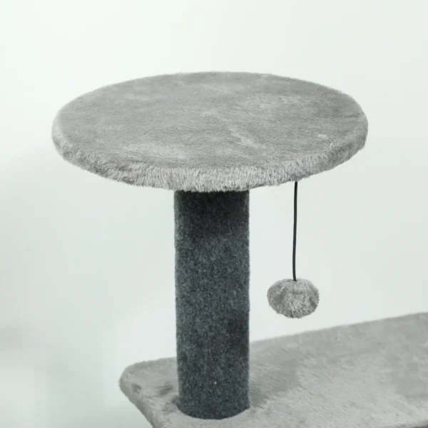 Krabpaal 103 Cm Met Kattenhol, Platforms, Sisal Krabpalen, Pluche Bal Voor Katten Tot 5 Kg, Grijs