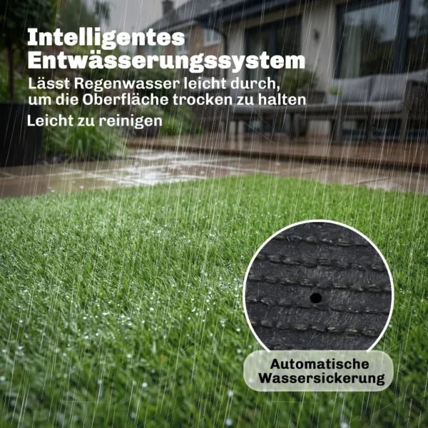 Kunstgras 100x400cm Zelfdrainerend Buitentapijt Met 10mm Hoogte Groen