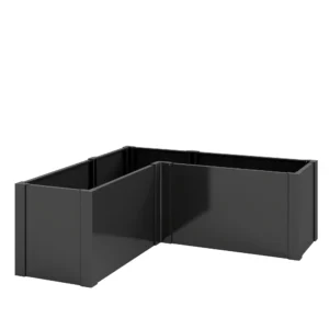 L vormig Verhoogd Bloembed Weerbestendig, Plantenbed Koude Bak Gemaakt Van Gegalvaniseerd Staal 150 X 150 X 55 Cm Zwart