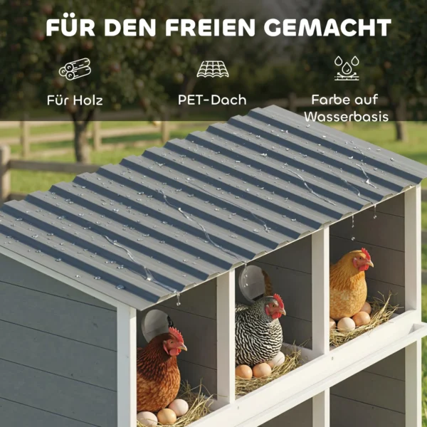 Legnest Voor Kippen, Verhoogd Kippennest Van Hout Met 6 Vakken, 2 Zitstokken Voor Kleinveestal 102 X 50 X 91 Cm, Grijs