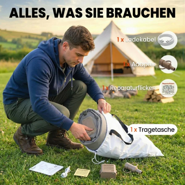 Luchtmatras Voor 1 Persoon, Zelfopblazend Luchtbed Met Ingebouwde Elektrische Pomp In 3 Minuten, Beflokte Oppervlakte