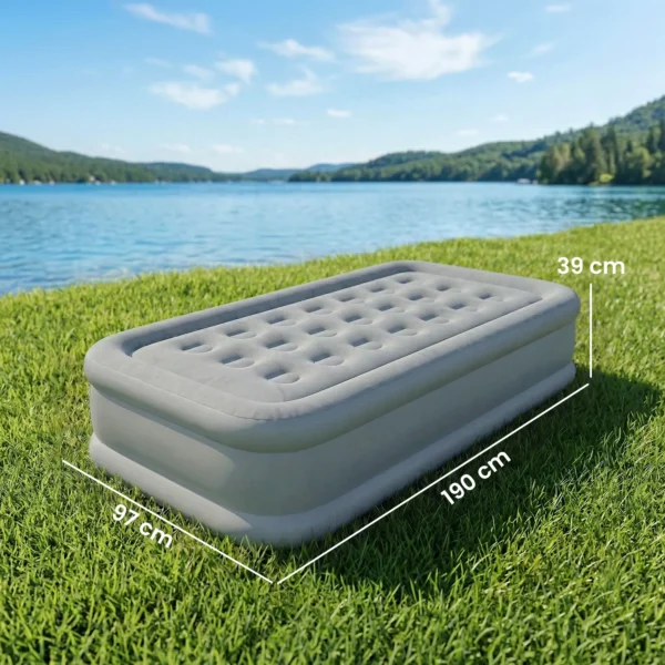 Luchtmatras Voor 1 Persoon, Zelfopblazend Luchtbed Met Ingebouwde Elektrische Pomp In 3 Minuten, Beflokte Oppervlakte
