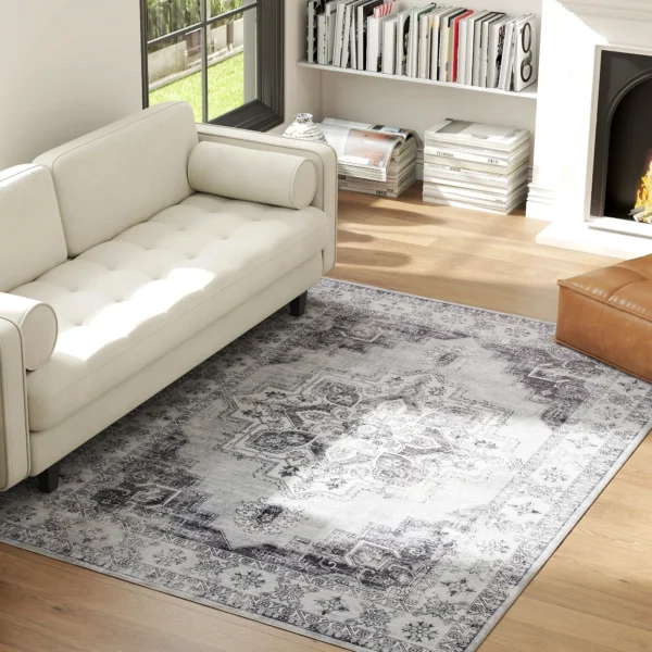 Machinewasbaar Anti Slip Woonkamertapijt Met Flanel look, 230 X 160cm, Grijs