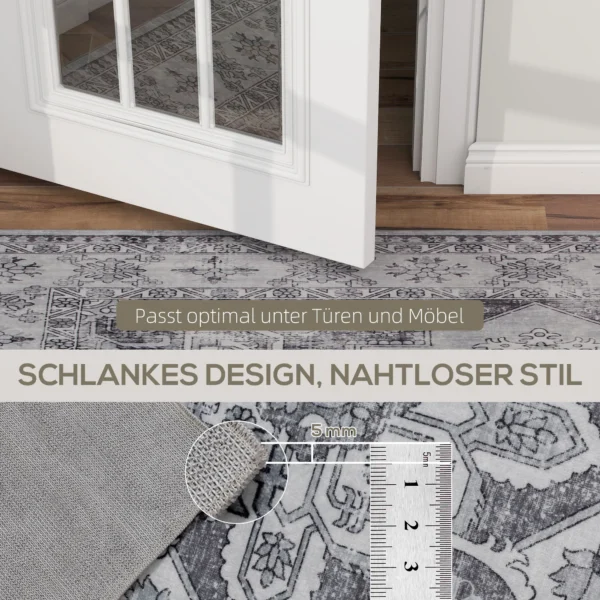 Machinewasbaar Anti Slip Woonkamertapijt Met Flanel look, 230 X 160cm, Grijs