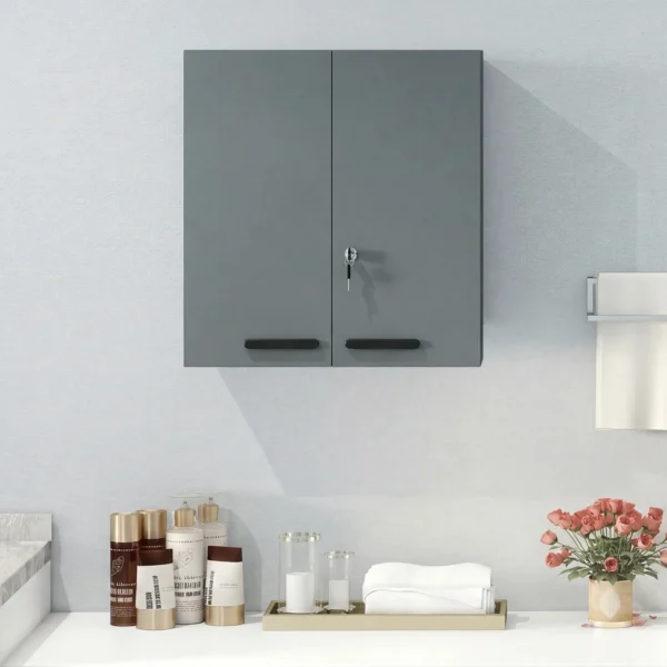 Medisch Kastje, Afsluitbaar Medicijnkastje Met 2 Deuren En 6 Planken, Koolgrijs