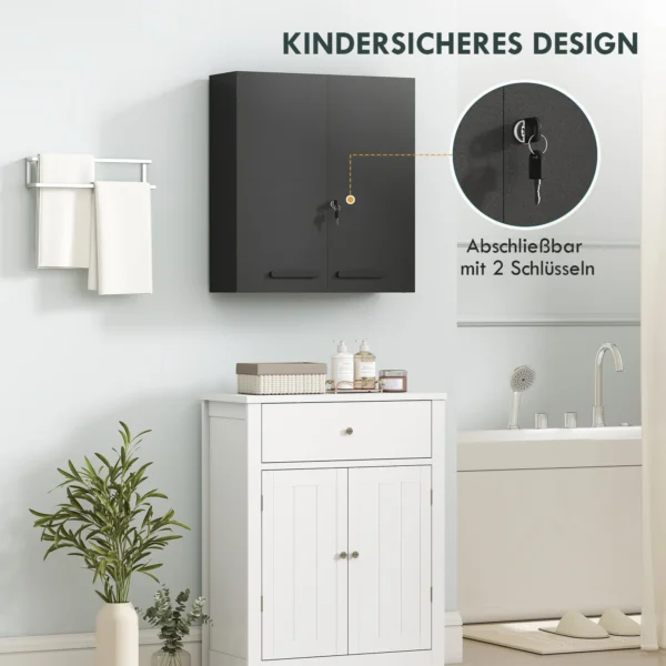 Medisch Kastje, Afsluitbare Medicijnkast Met 2 Deuren En 6 Planken, Zwart