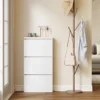 Metalen Schoenenkast Met 3 Klapvakken, Slanke Schoenenkast, Wandmontage, Voor 6 Paar Schoenen, Wit