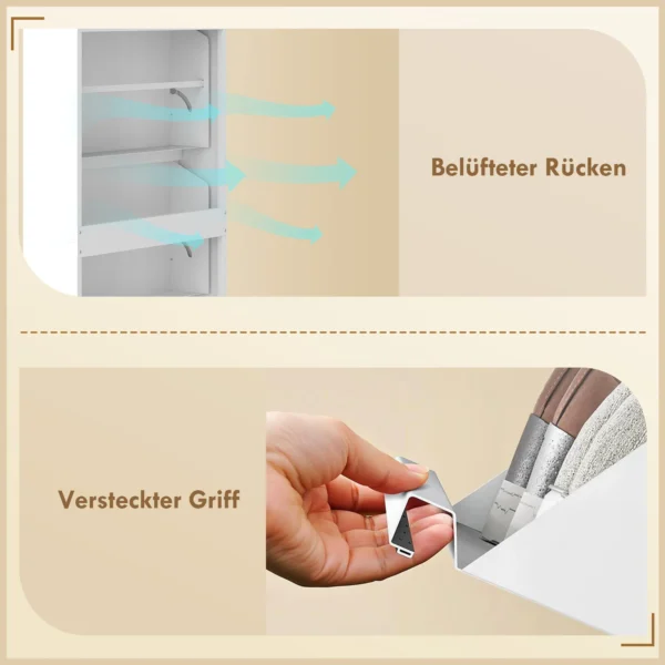 Metalen Schoenenkast Met 3 Klapvakken, Slanke Schoenenkast, Wandmontage, Voor 6 Paar Schoenen, Wit